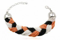 Pulsera Cadenas Negro-Naranja-Blanco